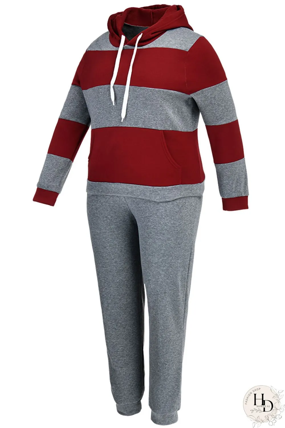 Red Casual Solid Split Joint Hooded Collar Long Sleeve Regular Sleeve Regular Two Pieces