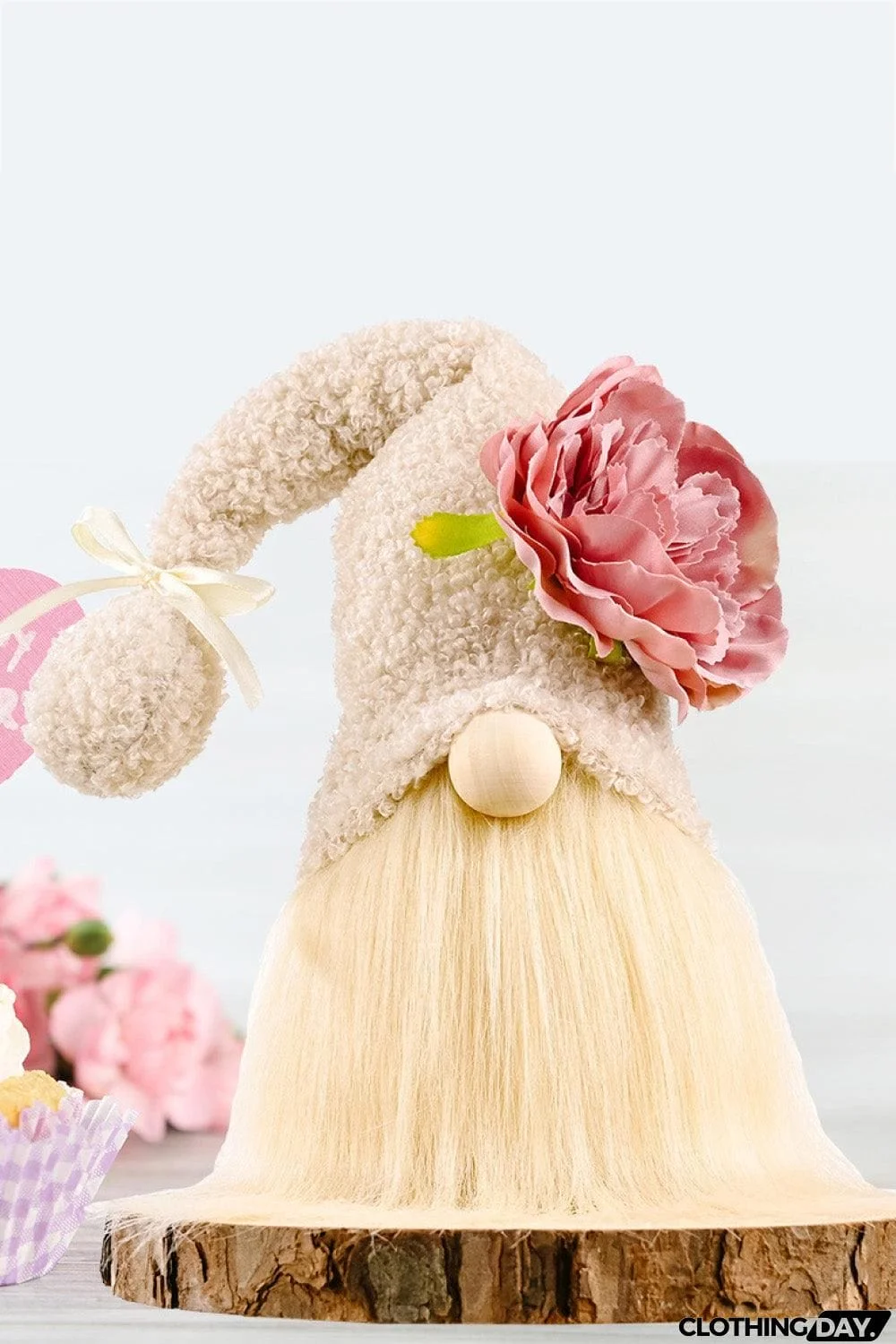 Mother's Day Flower Decor Pom-Pom Trim Faceless Gnome