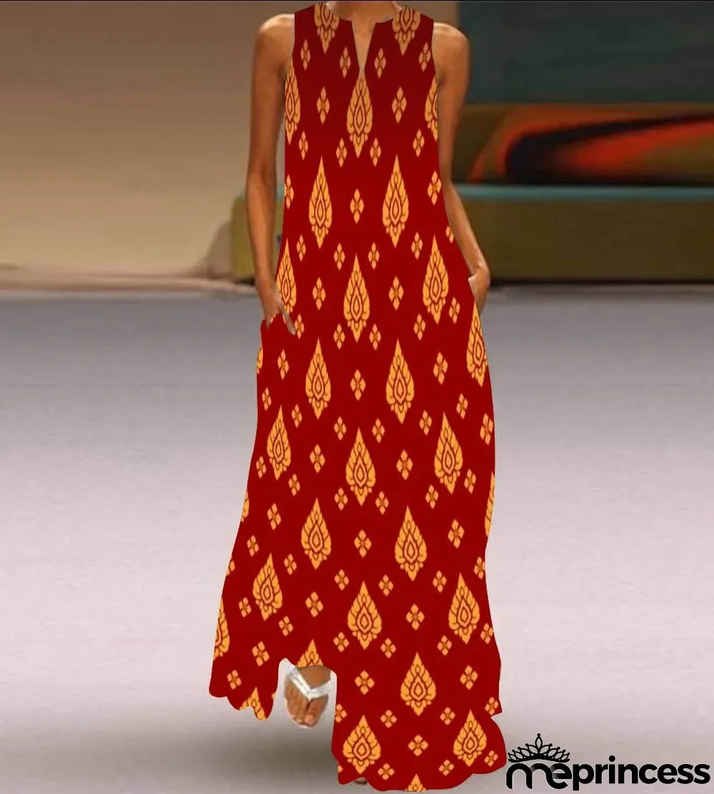 Summer women's sleeveless dress v-neck printed face dress