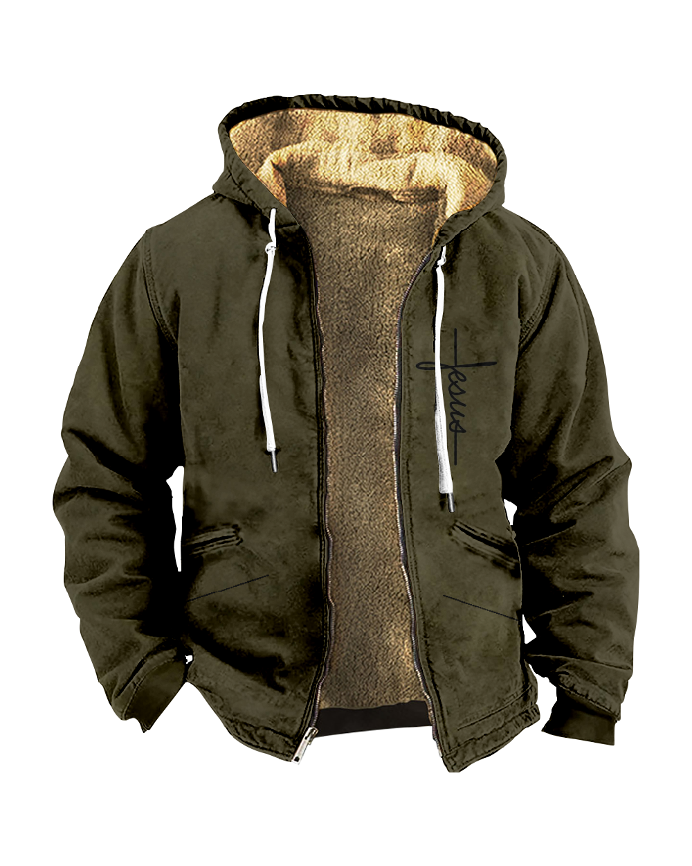 Suitmens Slogan Fleece Hooded Jacket 0044