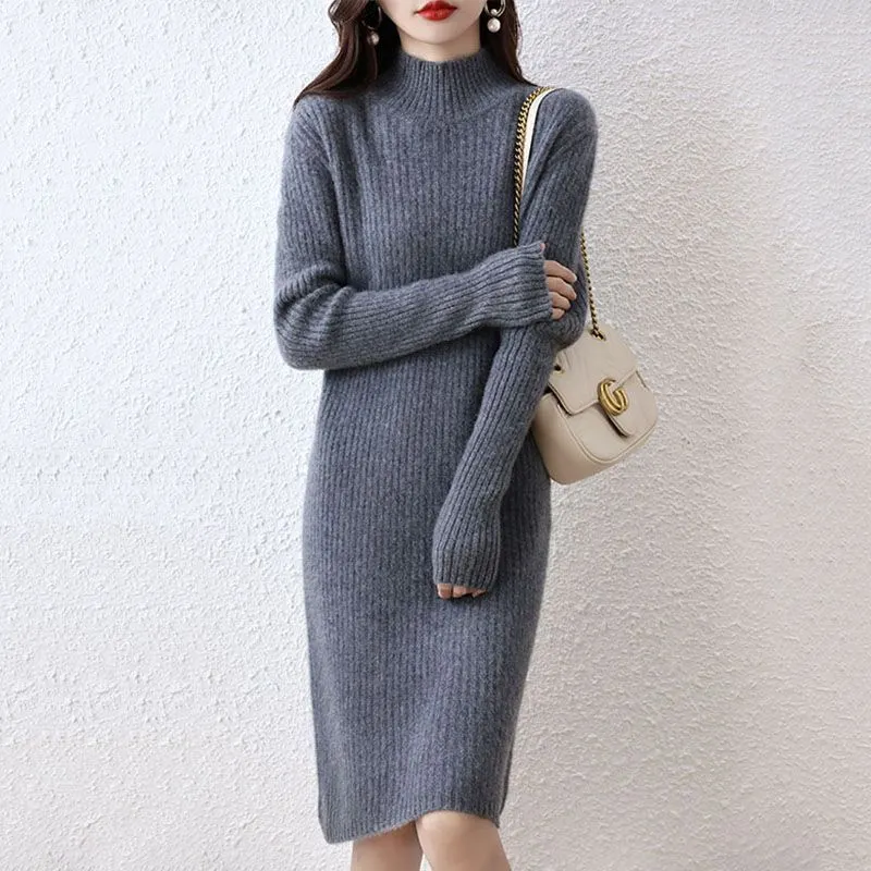 Churchf Churchf Winter Money Small Slim Show Thin Bottom Shirt To Keep Warm Simple Pure Color Shirt Female Half High Collar Long Sweater