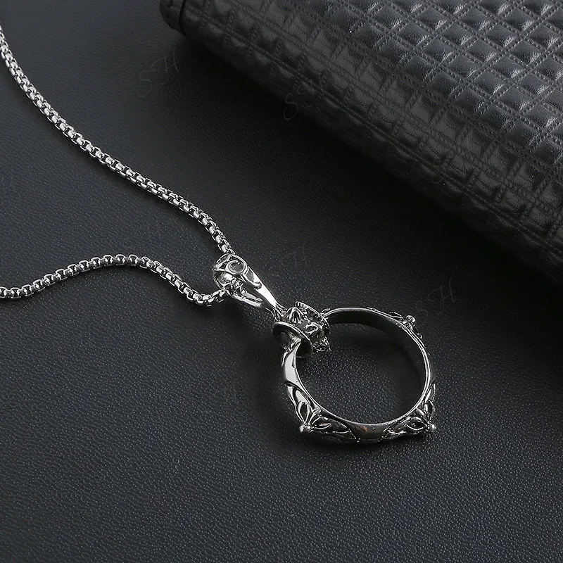 Retro Hanging Ring Ring Hip Hop Geometric Ring Metal Ring Pendant Necklace Techwear Shop