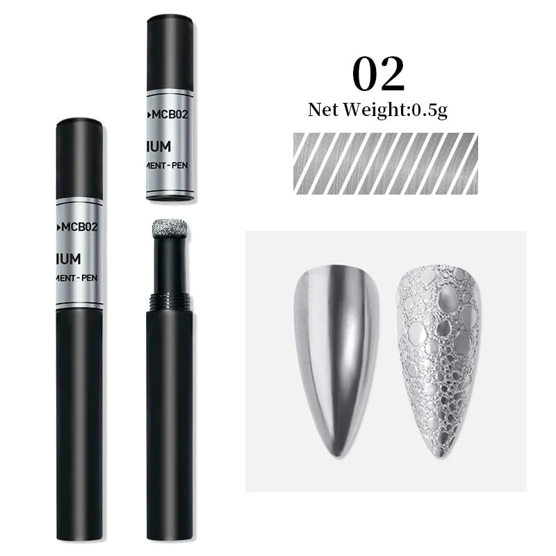 Nail Art Glitter Solid Mirror Powder Air Cushion Magic Pen Effect Chrome Pigment For Decorations UV Gel Polish Dust Accessories-Nail Inspo