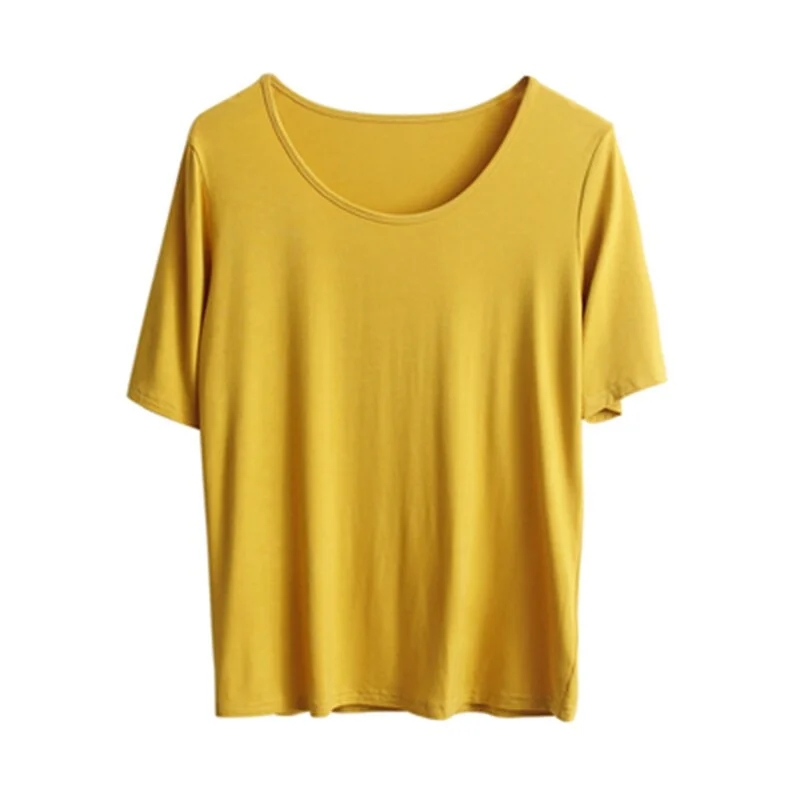 Hirsionsan Modal T Shirt Women Summer Candy Color O Neck Basic Tshirts 9 Colors Tees for Ladies Ins Comfortable Female Tops