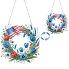 (US Only)Independence Day Wreath 5D DIY Diamond Painting Dots Pendant for Window Wall