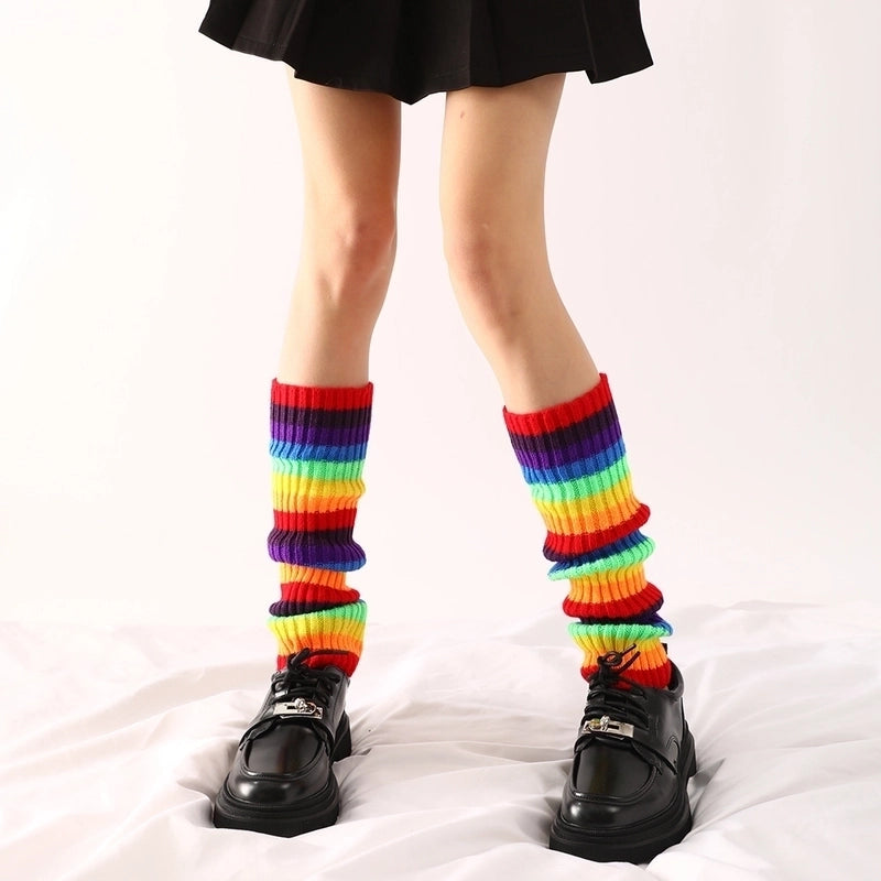 Women’s Fashion Stripe Solid Color Acrylic Jacquard Over The Knee Socks