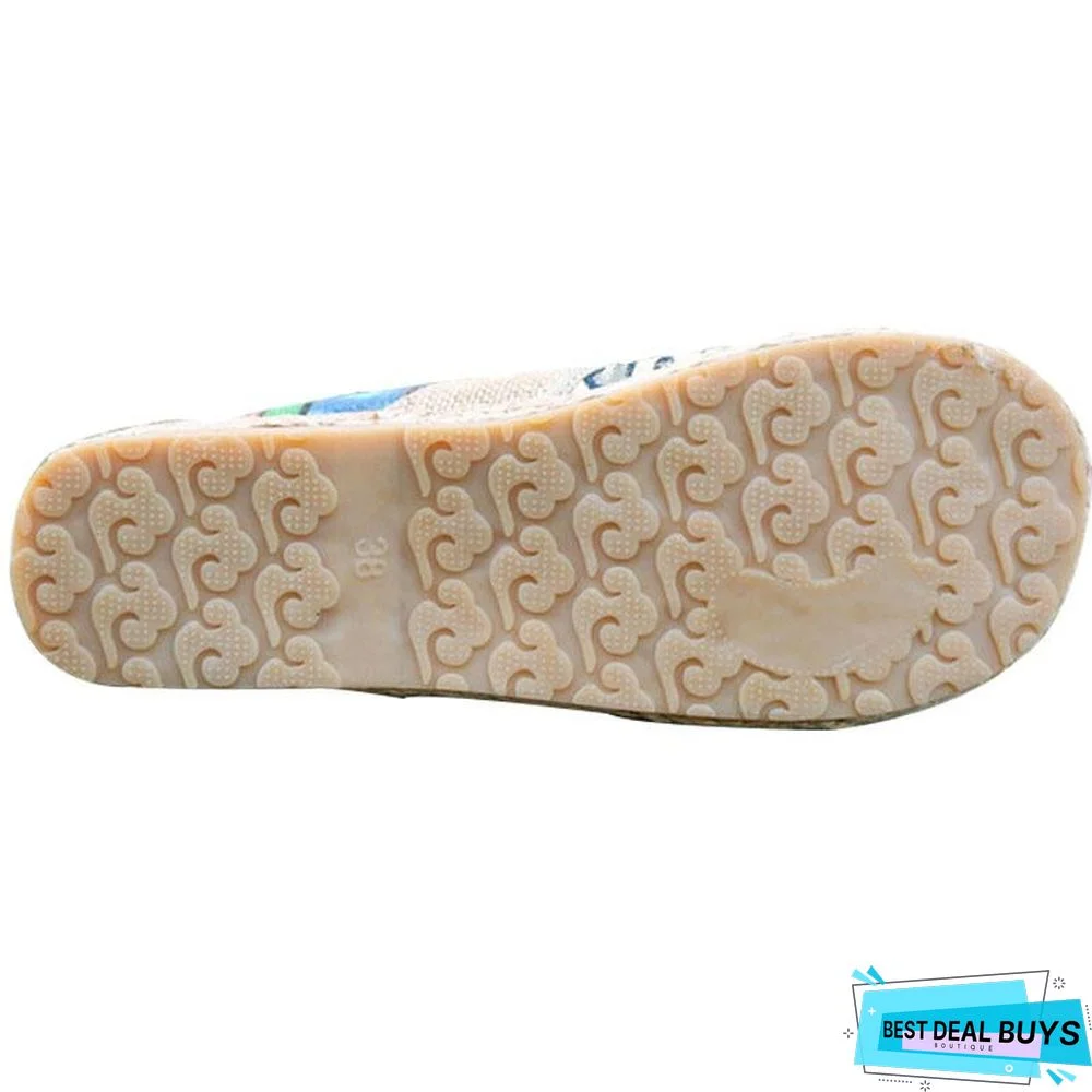 Embroider Shoes Women Ankle Boots Flat Autumn Shoes Comfortable Lace-Up Shoes Flats