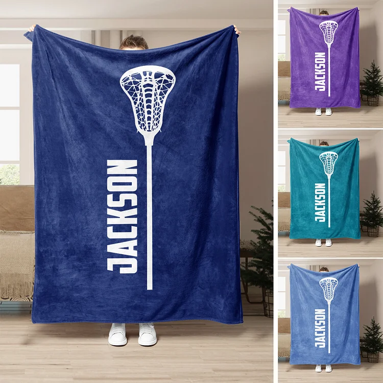 Personalized Lacrosse Blanket, Custom Name Soft Cozy Blankets | BKKid453