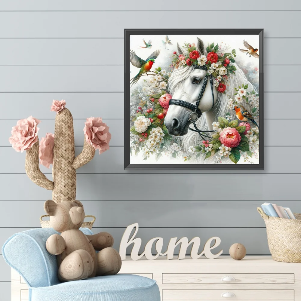 Diamond Painting - Full Round Drill - Flower Horse(Canvas|40*40cm)