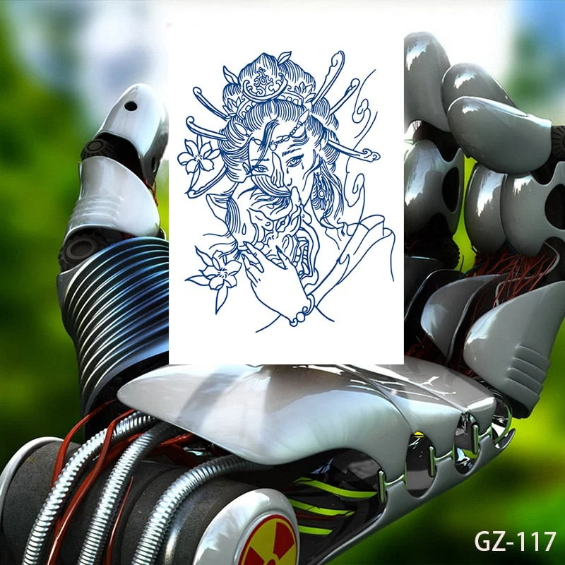 Temporary Waterproof Tattoos Stickers Sexy Mythical Dragon Girl Fox Mask Juice Ink Lasting Arm Back Body Buttocks Fake Tatoo DIY