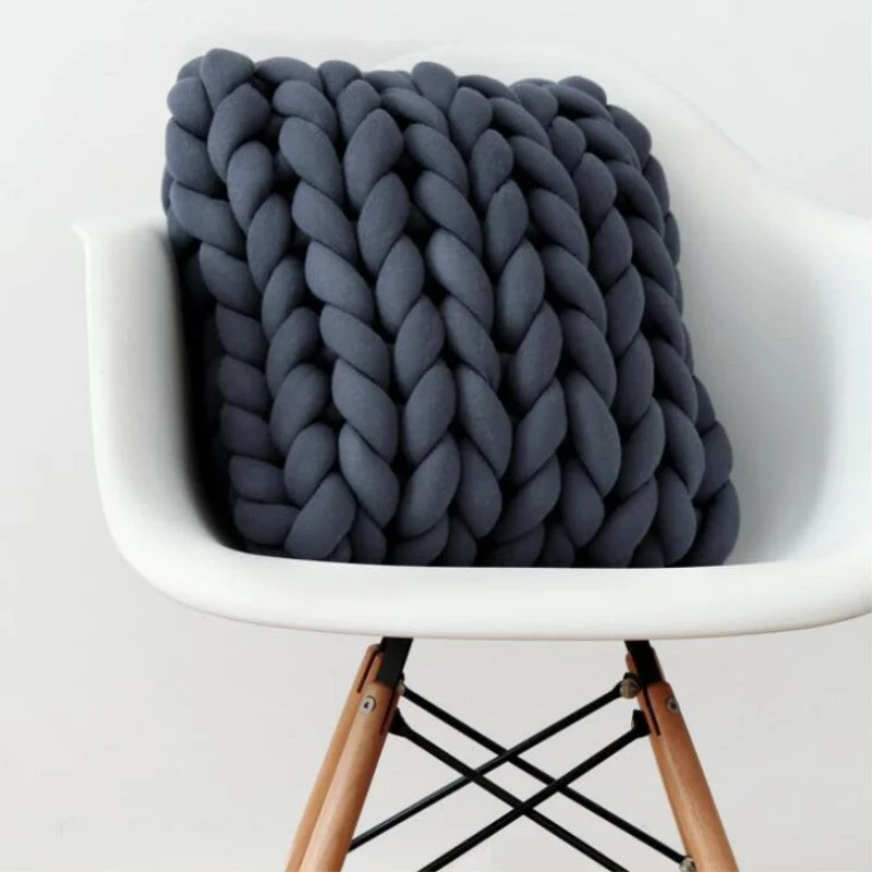 Square Chunky Wool Pillow Handmade Knitting Cushions INS Nordic Braided Cushion For Kids Room Decoration Sofa Bed Throw Pillows