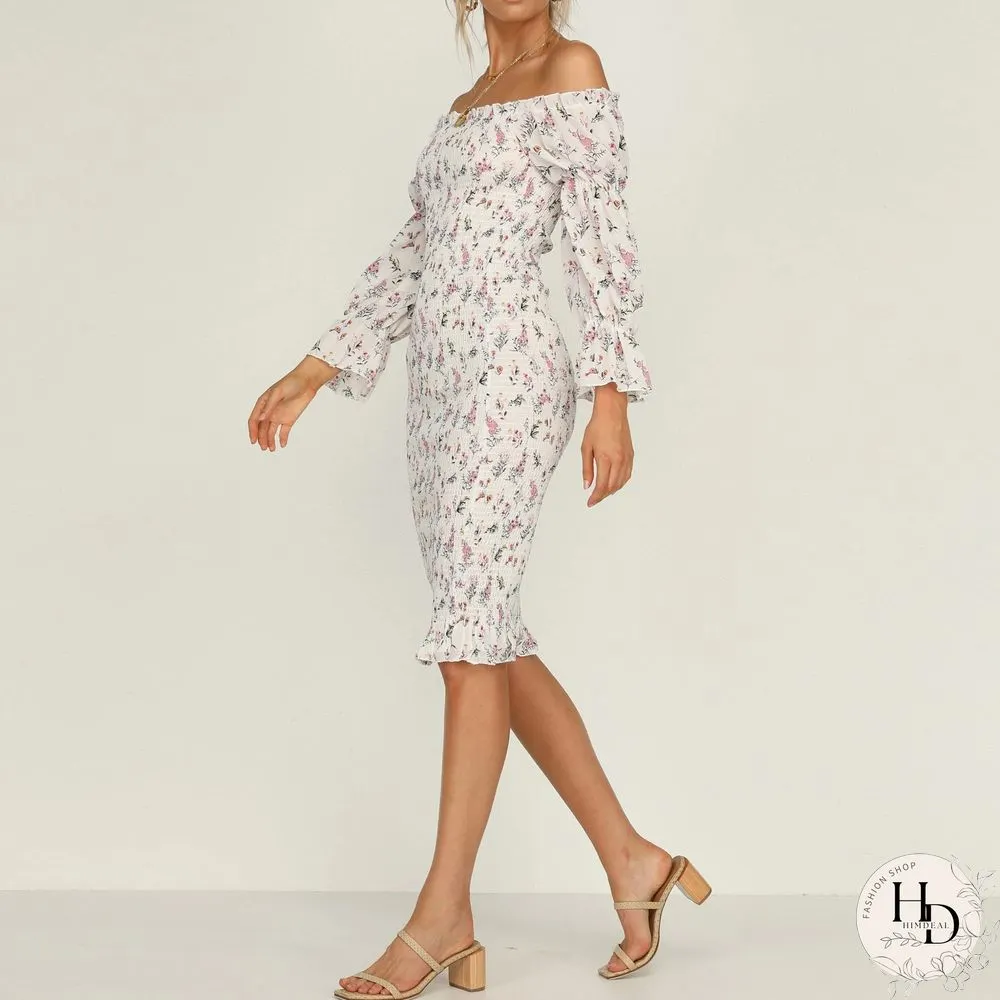 Fashion strapless printed tight-fitting mid-length package hip skirt spring and summer