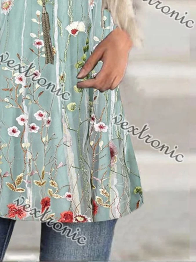 Women Half Sleeve V-neck Solid Color Dress