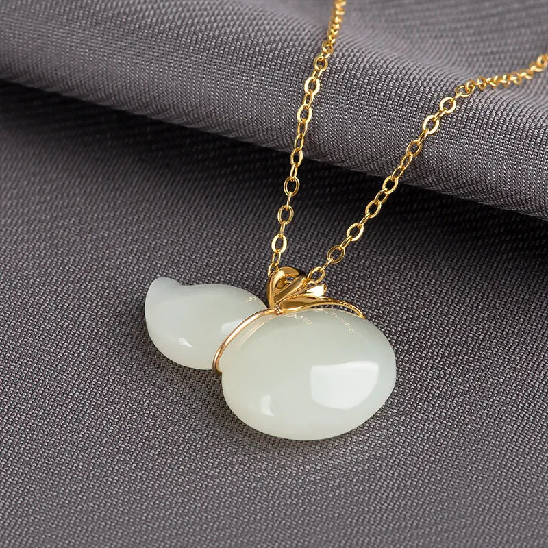 White Jade Gourd Pendant Necklace