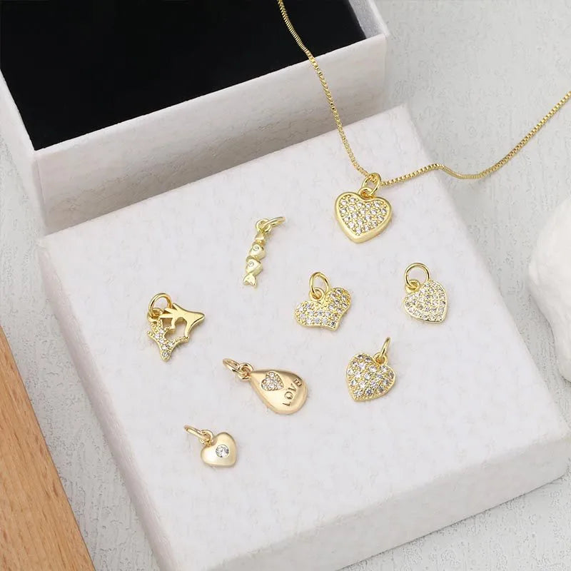 1 Piece 10.2*8.8mm Copper Zircon Heart Shape Pendant Jewelry Accessories