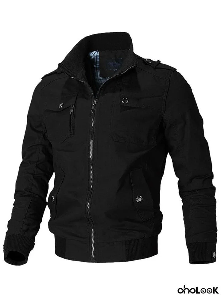 Men's Korean Style Stand Collar Casual Jacket Cotton Coats