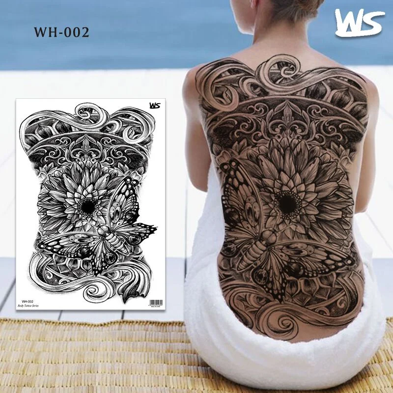 temporary tattoos custom large body art sexy animal tiger dragon peony lion sexy tattoo for women girls back waterdecal big size