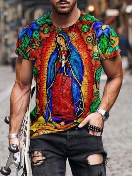 Fashion Printed Casual Round Neck T-shirt