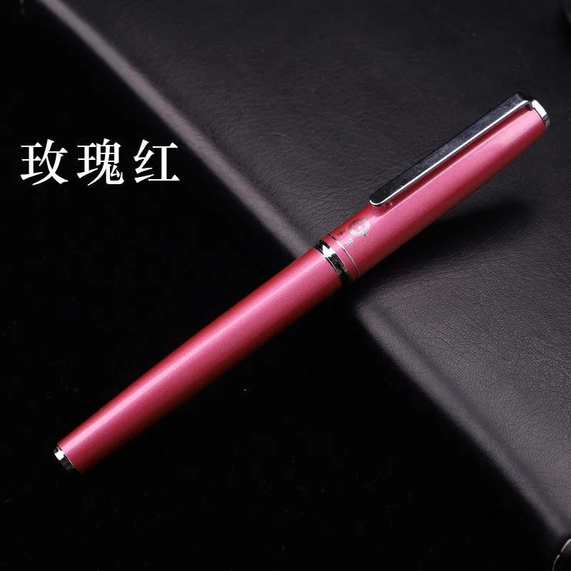 Wingsung 0.5mm Fountain Pen Silver Clip Black Blue Orange Rose-red Fine Nib Ink Pens School Office Supplies Writing Stationery