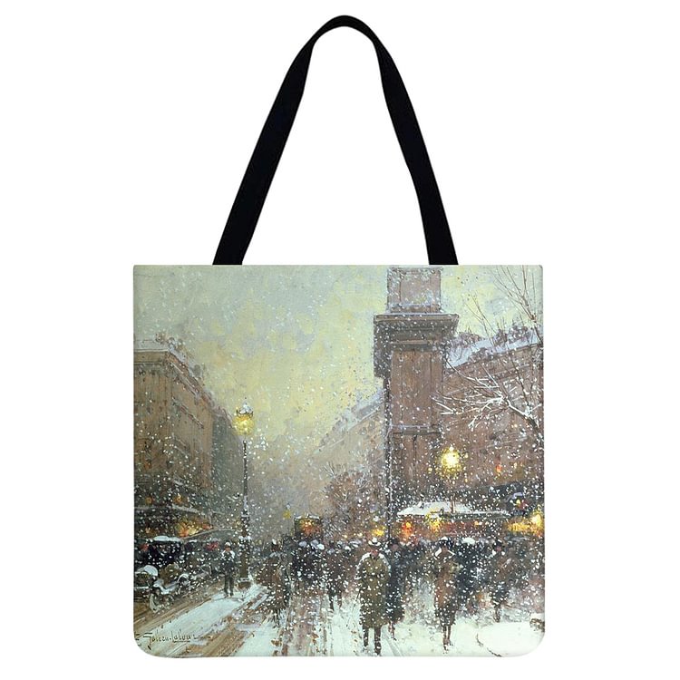 Street Snow - Linen Tote Bag