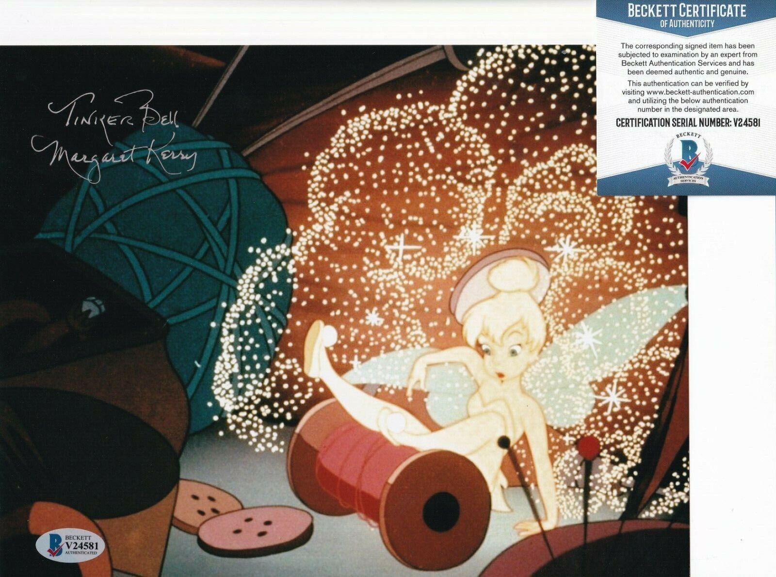 MARGARET KERRY signed (TINKER BELL) PETER PAN 8X10 Photo Poster painting BECKETT BAS V24581