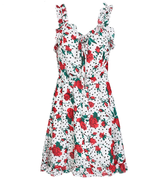 Mature Women Bow Tie Bohemian Mini Dress