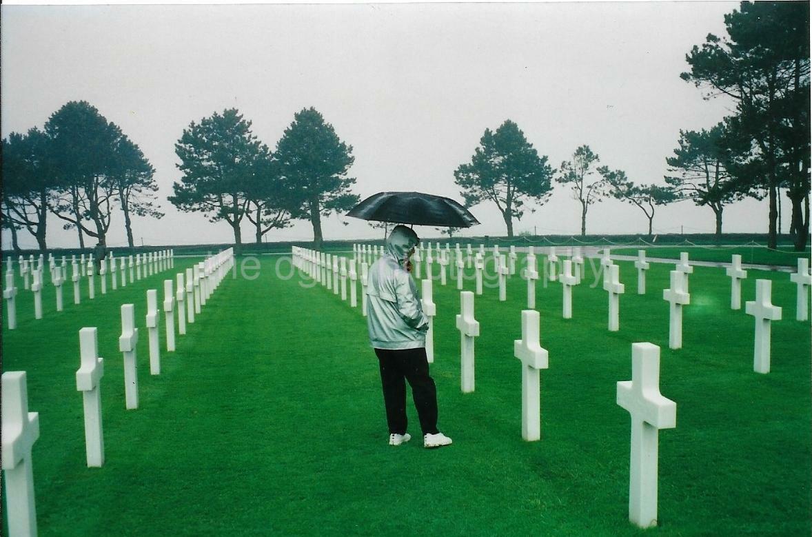 Sacred Ground FOUND Photo Poster painting Color NORMANDY FRANCE American Cemetery JD 010 4 F