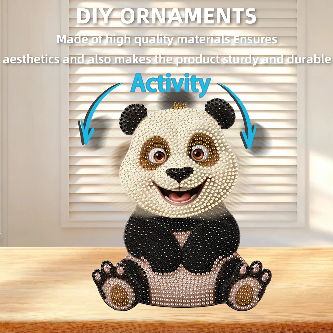 Acrylic Shaking Head Desktop Diamond Art Kits for Adults Beginner (Panda)