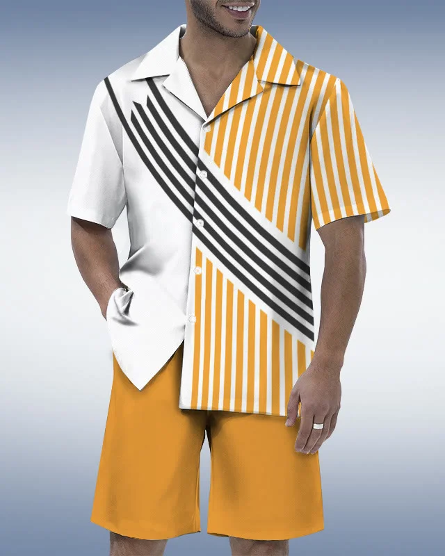 Suitmens Men's Phantom Stripe Color Contrast Shirt Set  0296