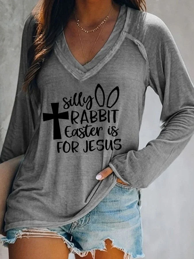 Womens silly rabbit easter is for jesus v-neck T-shirt socialshop