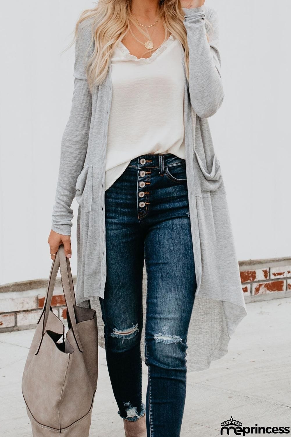 Selected Button Pocketed High Low Cardigan