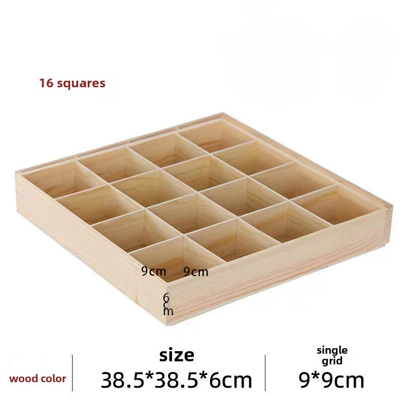 Wooden Plaid Storage Box Desktop Multi-grid Wooden Box Nuts Multi-meat Plaid Storage Box Grid Plate Stall Jiugongge