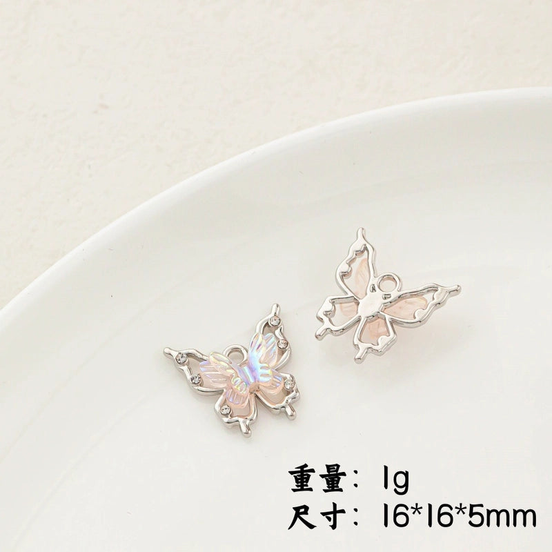 5 PCS/Package 20 * 23mm Alloy Artificial Pearls Rhinestones Flower Butterfly Pendant Jewelry Accessories