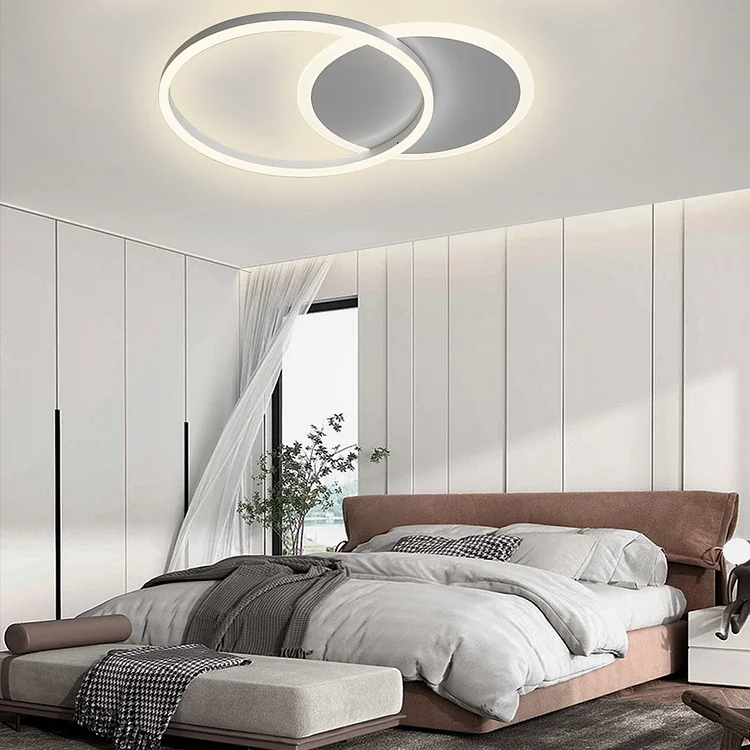22'' Ambient LED Light Two Ringed Flush Mount Ceiling Light with Bulb - Appledas