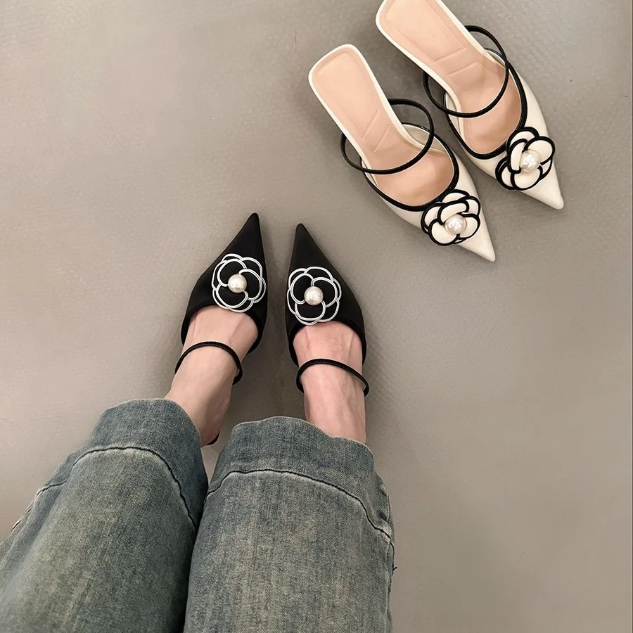 Breakj Breakj Fragrant High-Heeled French Bag Head Half Slippers Fairy Shoes Wear 2025 New Summer Temperament Pointy Single Shoes