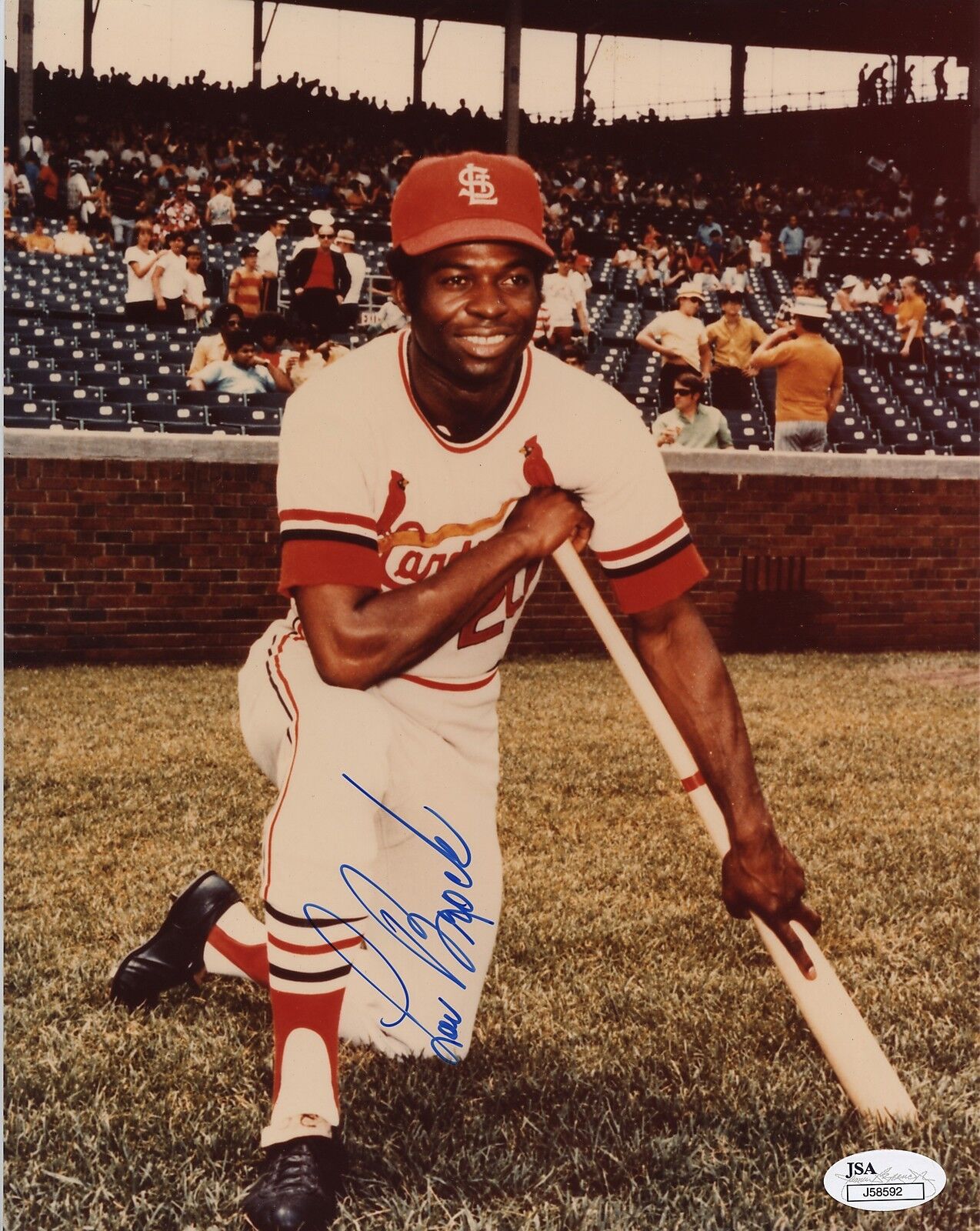 Lou Brock 8x10 Signed/Autograph/Auto JSA Authenticated Cardinals