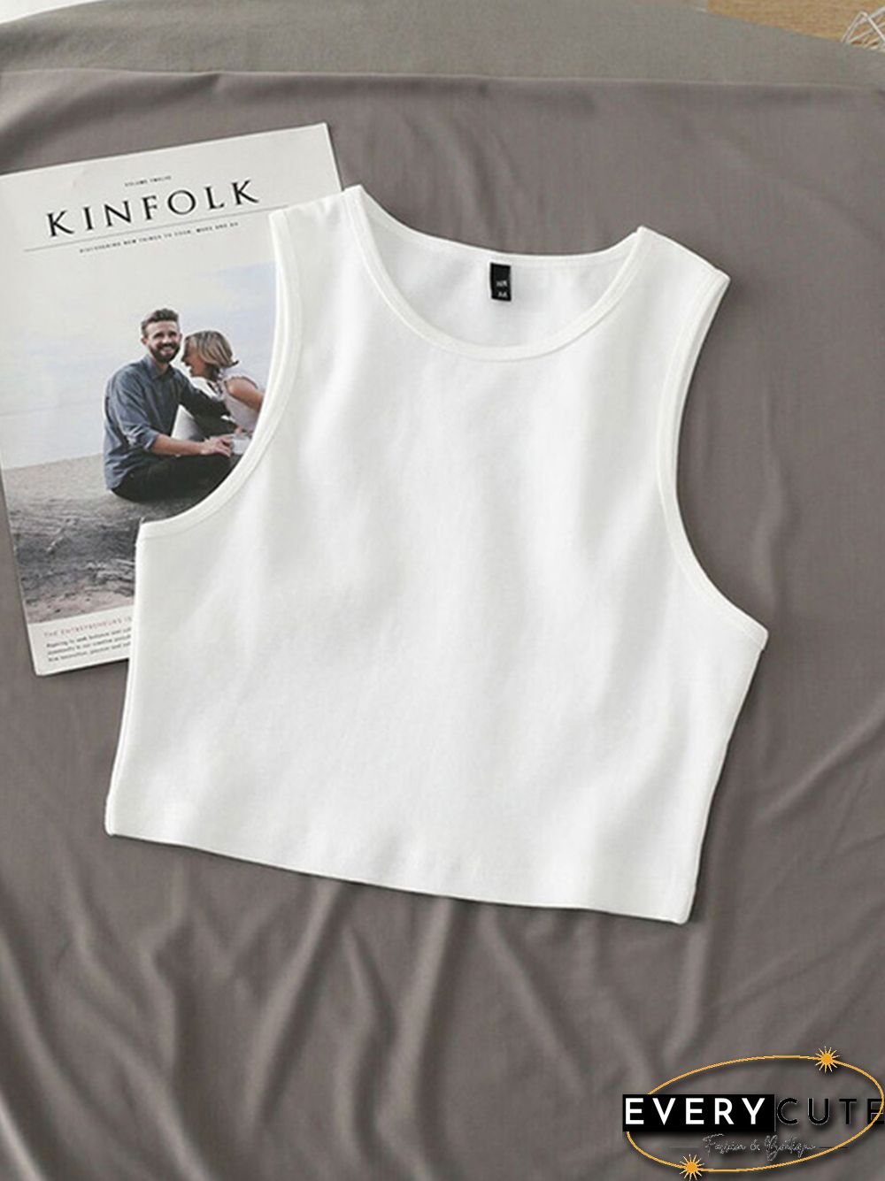 Summer New Ladies Retro Crop Top High Waist Slimming Stretch Slim Short Sleeveless Bottoming Top