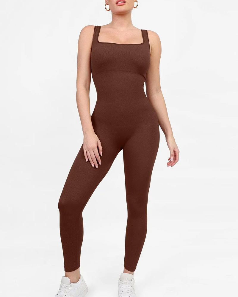 Seamless Square Neck Butt Lifting Shaping Workout Bodysuit（Pre-Sale）