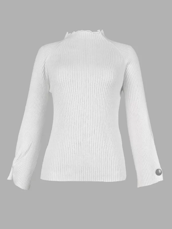 Solid High Neck Knit Sweater