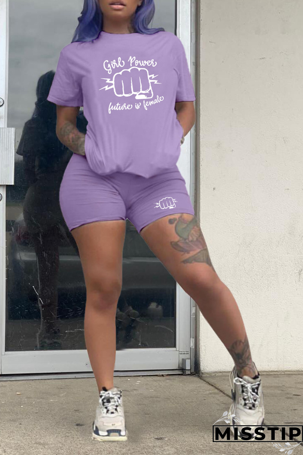 White Casual Print Patchwork O Neck Short Sleeve Two Pieces