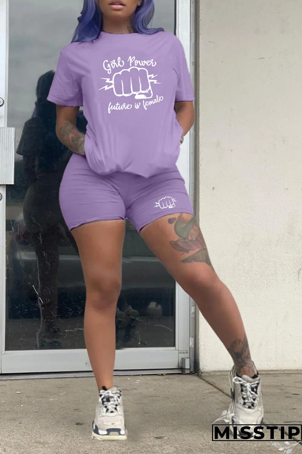 White Casual Print Patchwork O Neck Short Sleeve Two Pieces