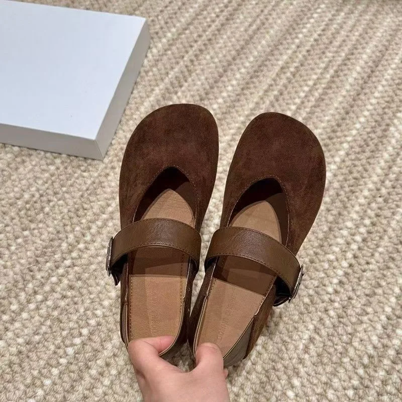 Yyvonne The Fall Of 2025, The New Retro Leopard Light-Stiped Mary Jane Single Shoe Women's Flat Base With Soft-Bottomed Birken Women's Shoes