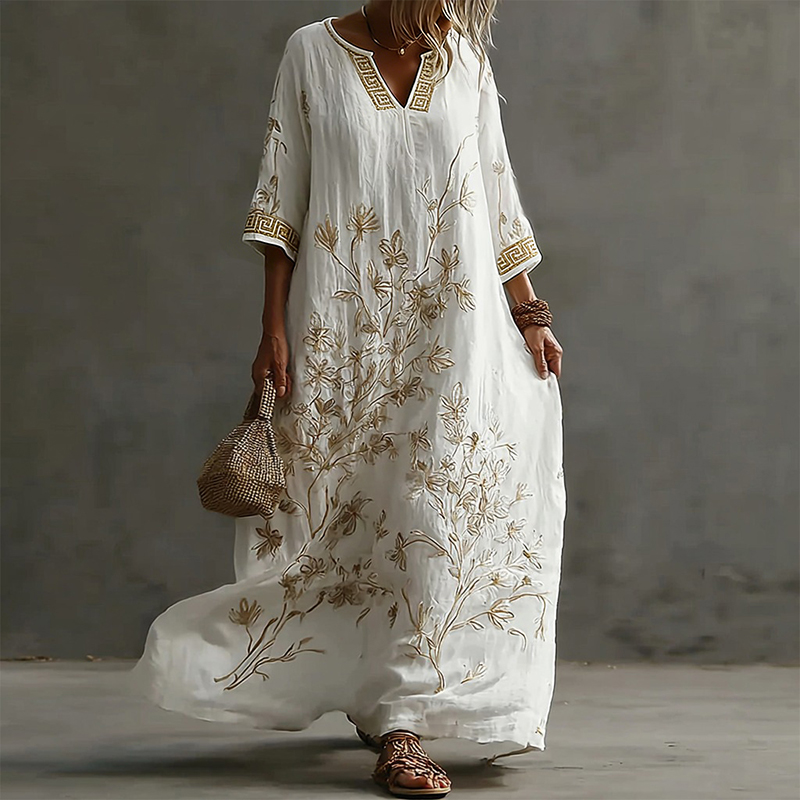 Women's Bohemian Floral Casual V-neck Dress elevenforest