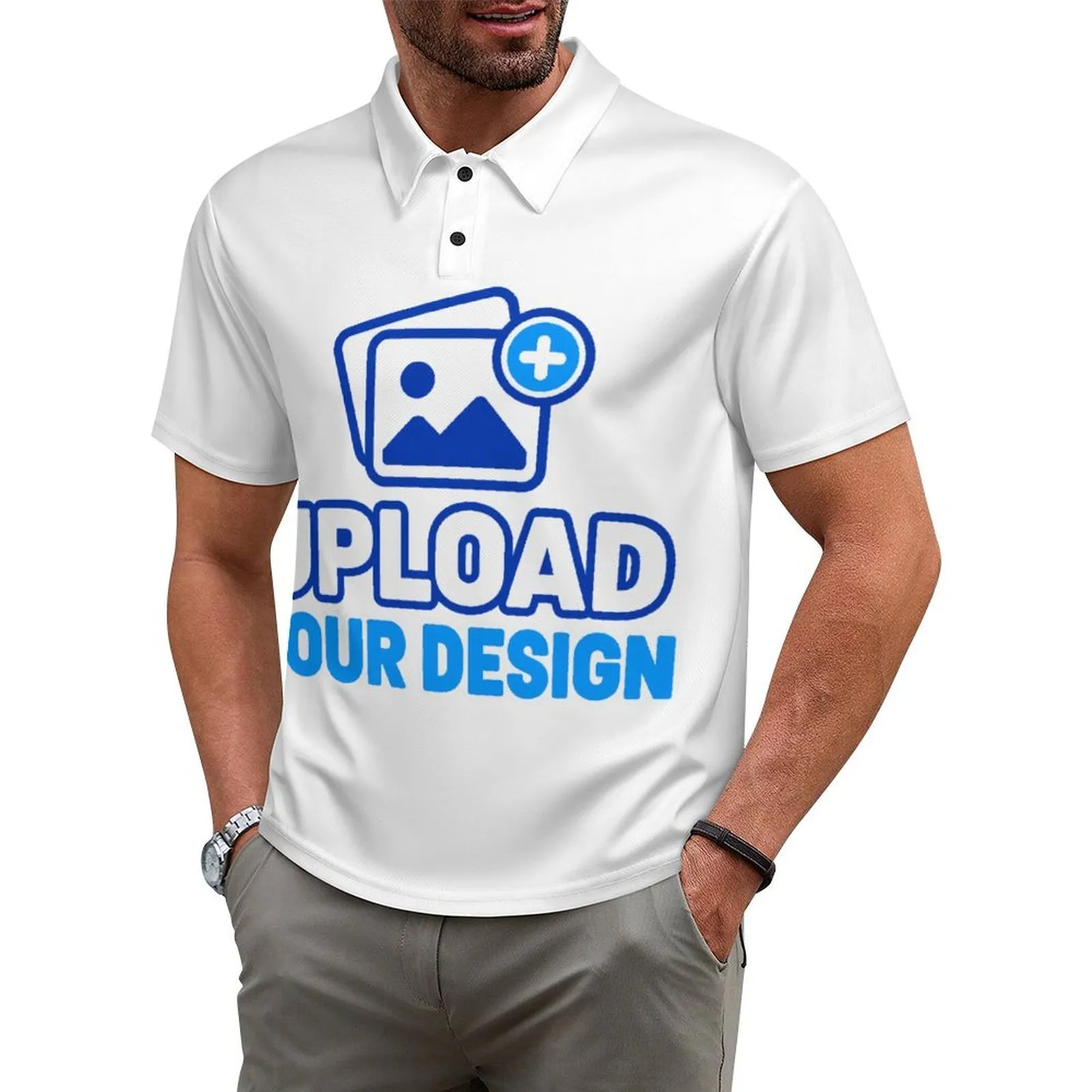 Men's Shoulder Buttoned Polo Shirt custom product view 8