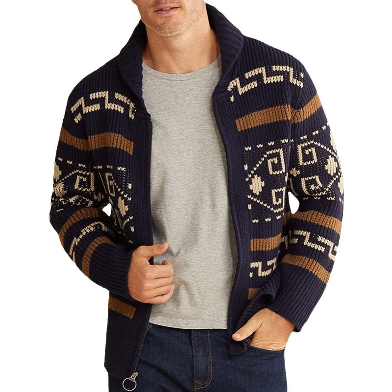Uveng Uveng And Winter New Men's Fashion Clip Casual Cardigan Jacket Long-Sleeved Jacket Knitted Sweater SY0013
