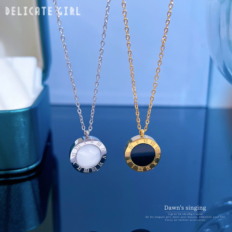 Cartoon Gourd Peach Blossom Clover Geometric Titanium Steel Electroplating Necklaces