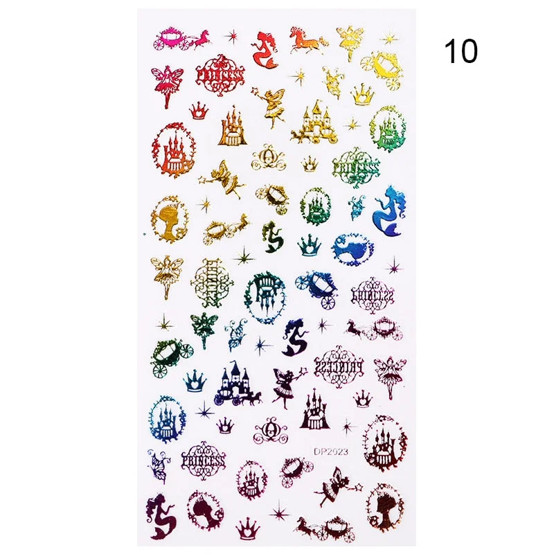 1 Sheet 3D Nail Stars Love Stickers Glitter Shiny Decoration Decal DIY Transfer Adhesive Colorful Nail Tips Tattoo Manicuring