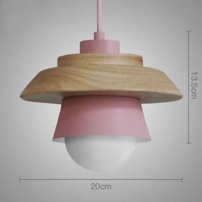 The Nordic modern minimalist bedroom small chandelier iron wood bowl hall creative personality Macarons restaurant LED lamp