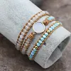 Colorful Multi Gemstone Crocheted Wristband Accessories