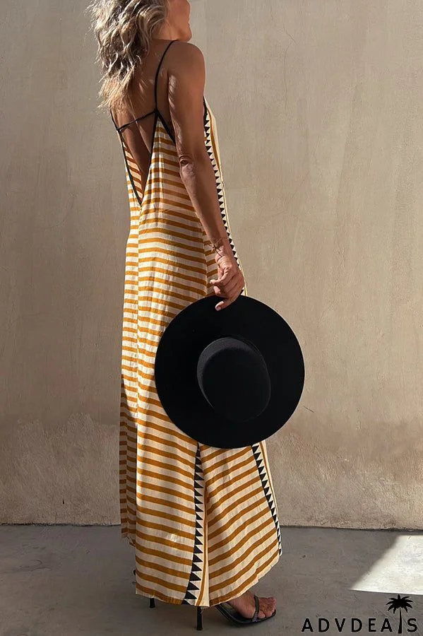 Take A Trip Ethnic Print Backless A-line Maxi Dress